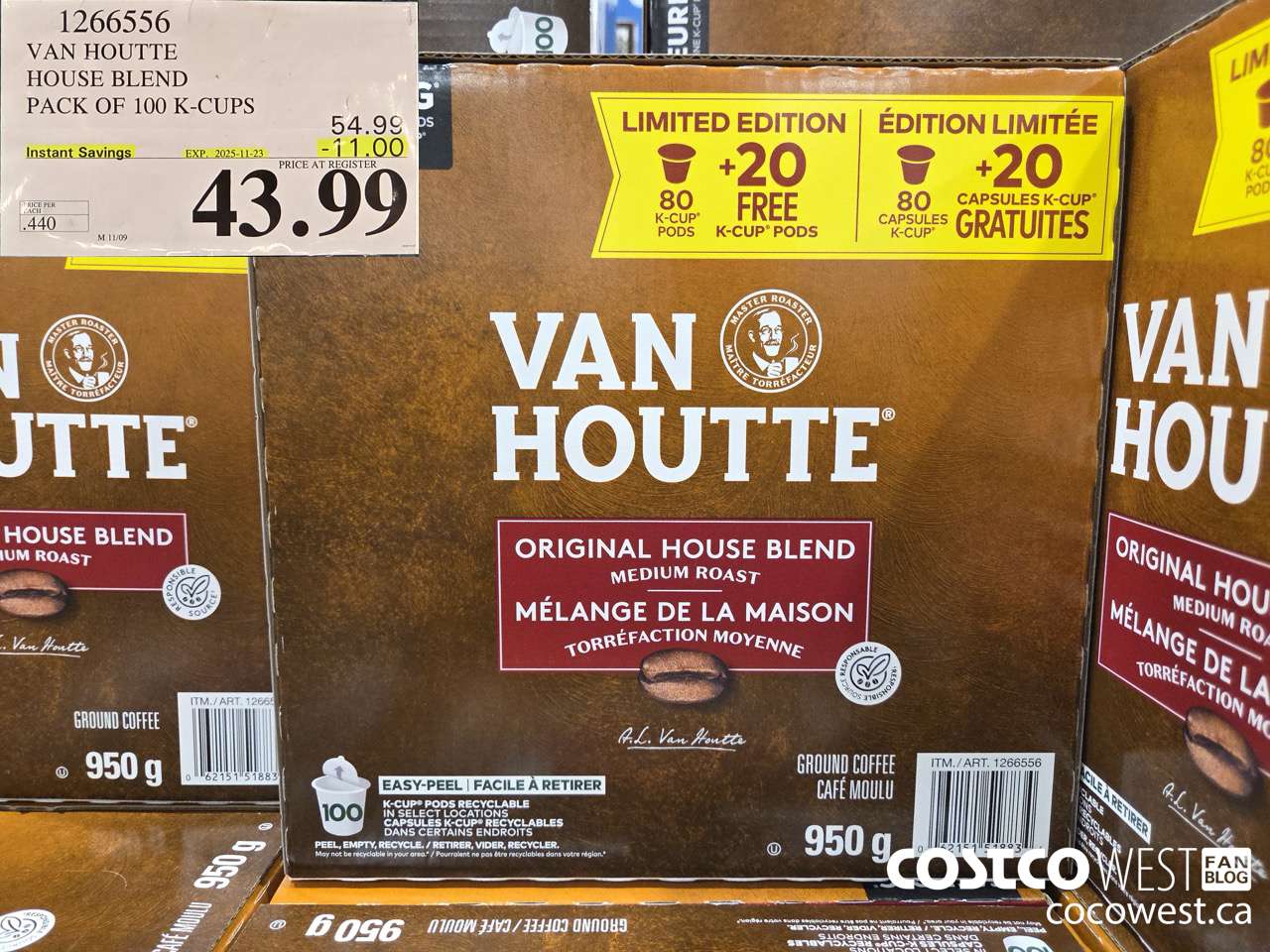 1266556 VAN HOUTTE HOUSE BLEND PACK OF 100 K-CUPS ($11.00 INSTANT SAVINGS EXPIRES ON 2025-11-23) $43.99