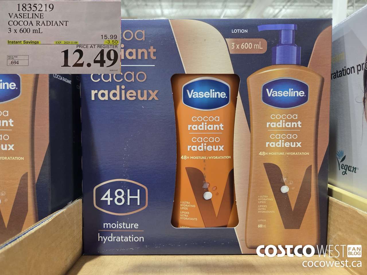 1835219 VASELINE COCOA RADIANT 3 X 600ML ($3.50 INSTANT SAVINGS EXPIRES ON 2025-11-09) $12.49