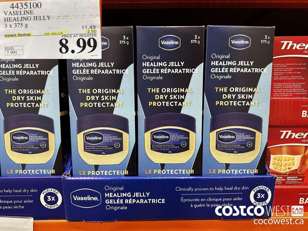 4435100 VASELINE PETROLEUM JELLY 3 X 375G ($2.50 INSTANT SAVINGS EXPIRES ON 2025-11-09) $8.99
