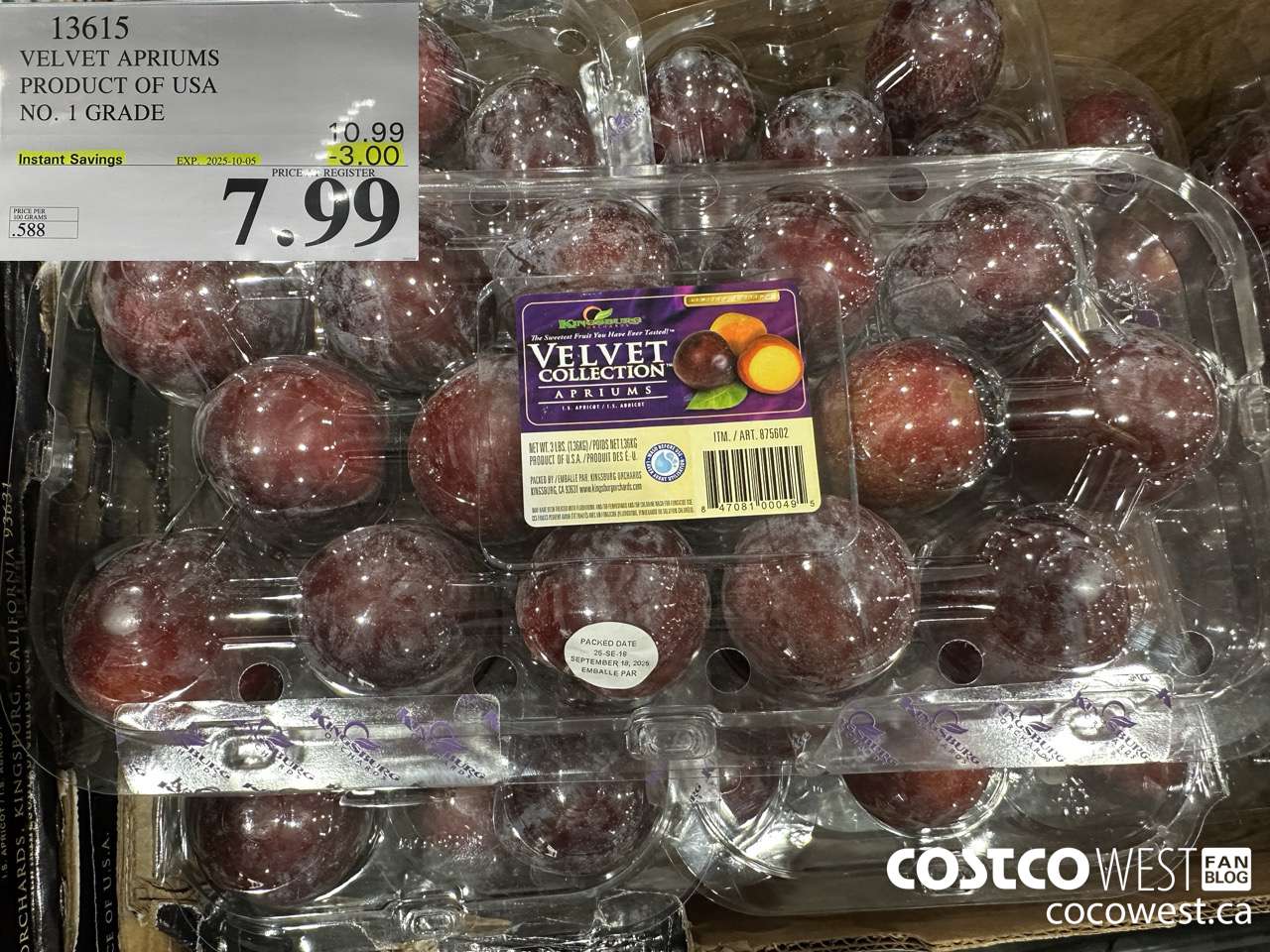 13615 VELVET APRIUMS PRODUCT OF USA NO. 1 GRADE ($3.00 INSTANT SAVINGS EXPIRES ON 2025-10-05) $7.99