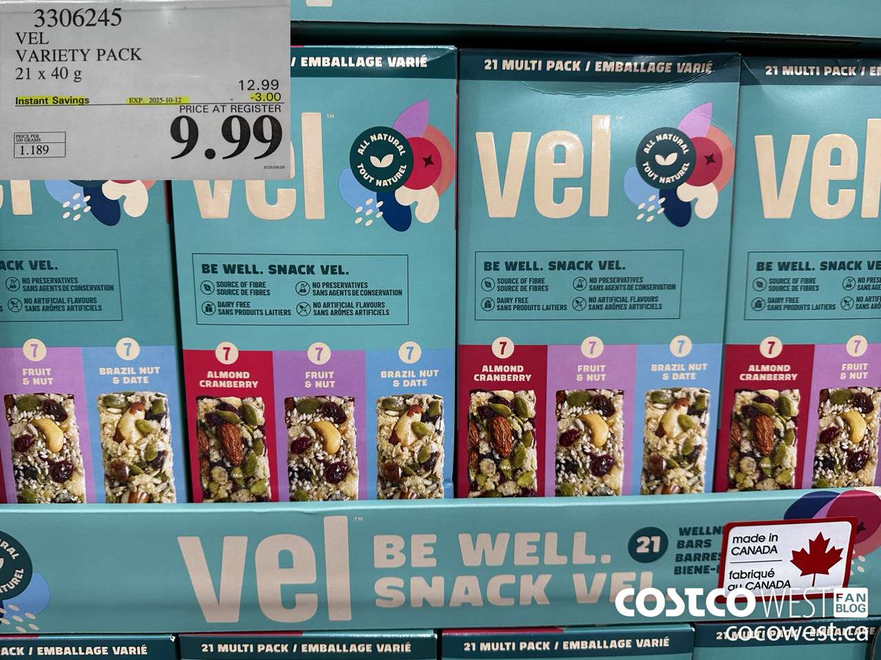 3306245 VEL VARIETY PACK 21 X 40G ($3.00 INSTANT SAVINGS EXPIRES ON 2025-10-12) $9.99