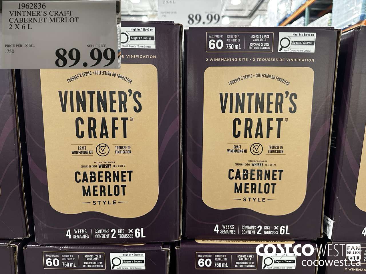 1962836 VINTER'S CRAFT CABERNET MERLOT 2 X 6L $89.99