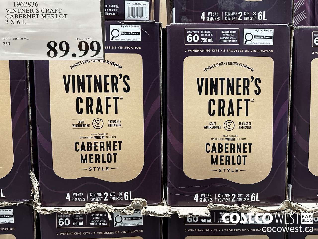 1962836 VINTER'S CRAFT CABERNET MERLOT 2 X 6L $89.99