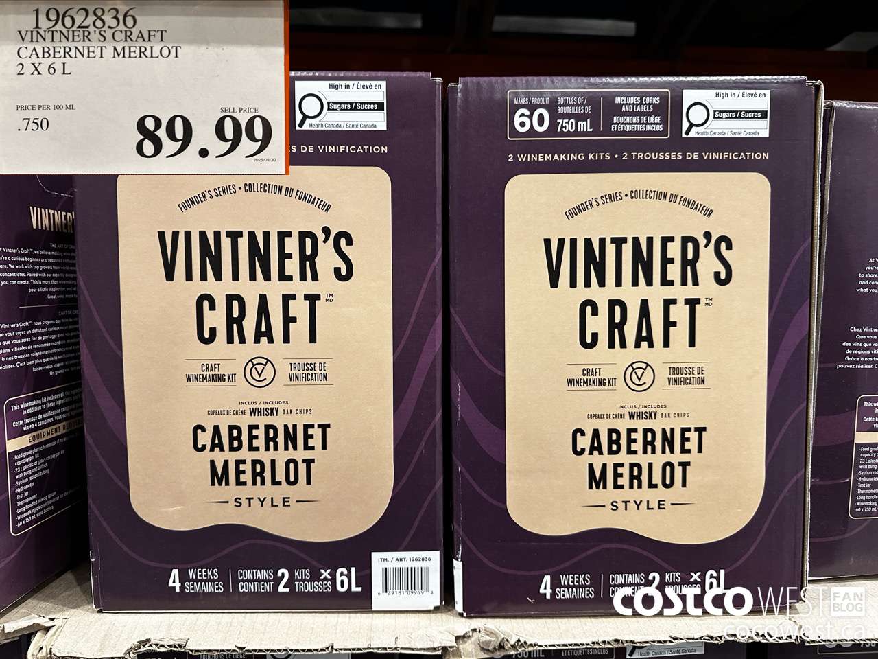 1962836 VINTER'S CRAFT CABERNET MERLOT 2 X 6L $89.99