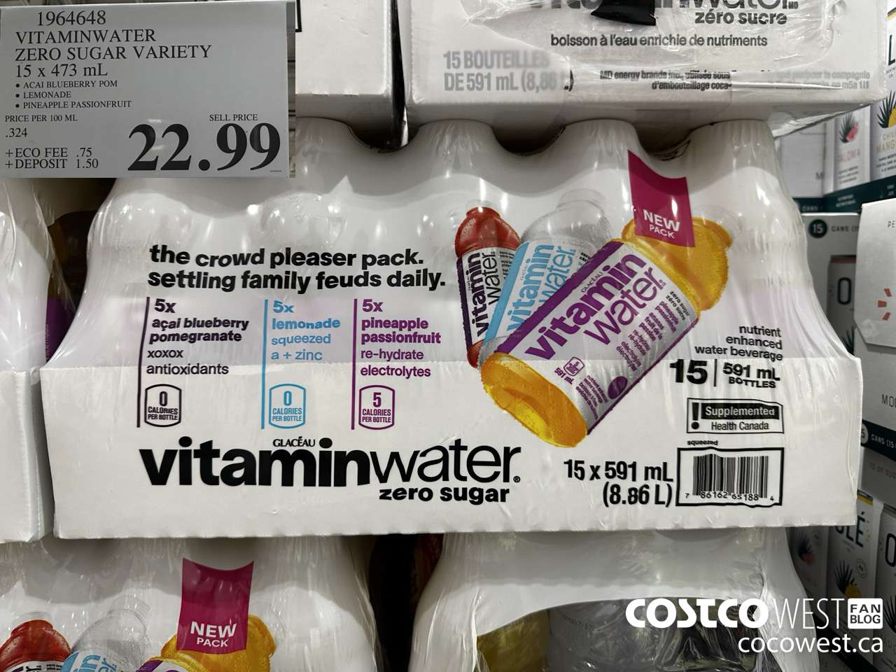 1964648 VITAMINWATER ZERO SUGAR VARIETY 15 X 473ML $22.99