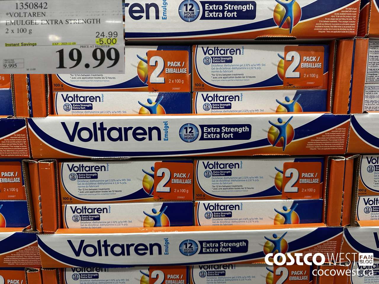 1350842 VOLTAREN EMUGEL ES 2 X 100 G ($5.00 INSTANT SAVINGS EXPIRES ON 2025-11-09) $19.99