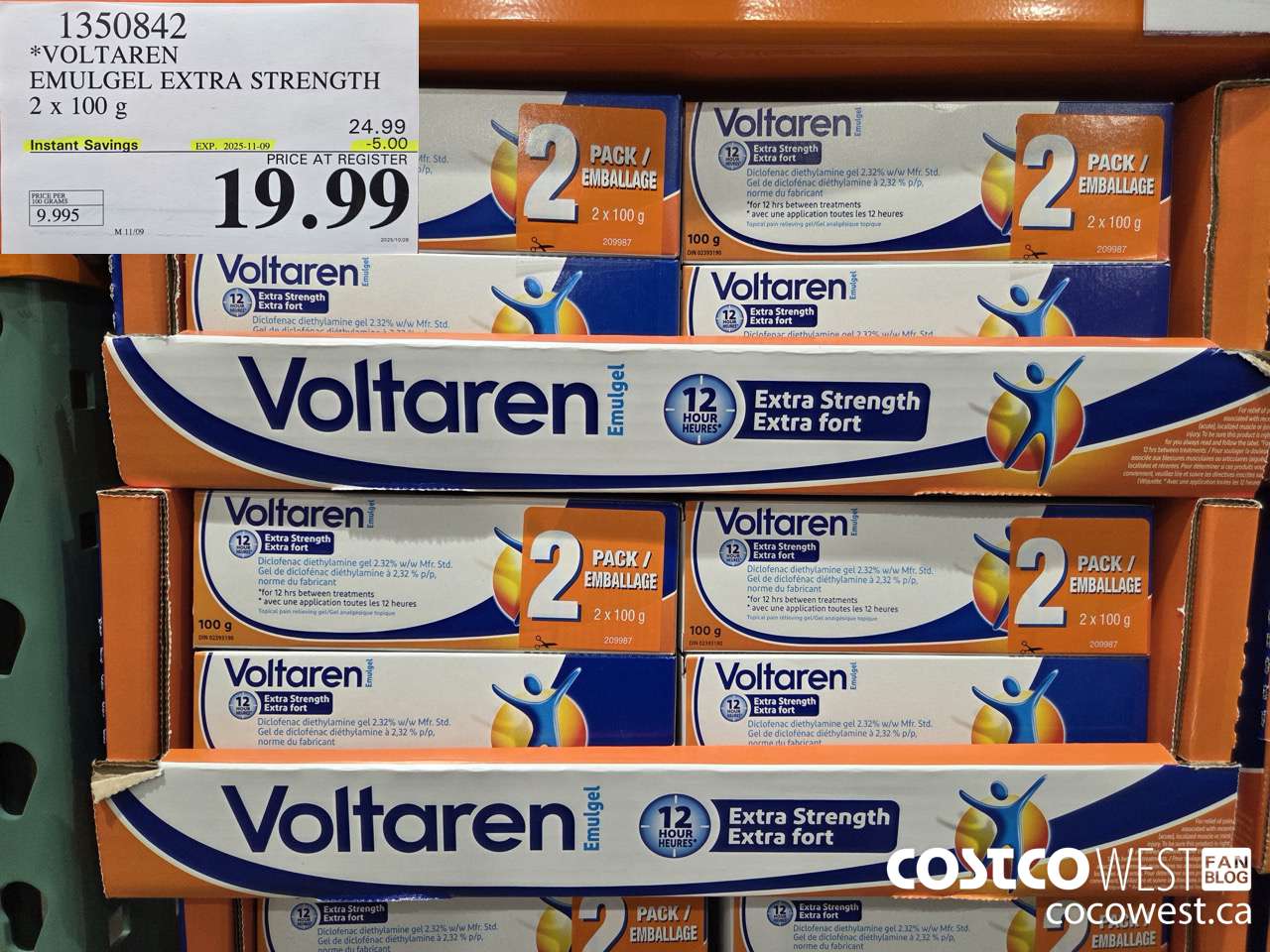 1350842 VOLTAREN EMUGEL ES 2 X 100 G ($5.00 INSTANT SAVINGS EXPIRES ON 2025-11-09) $19.99