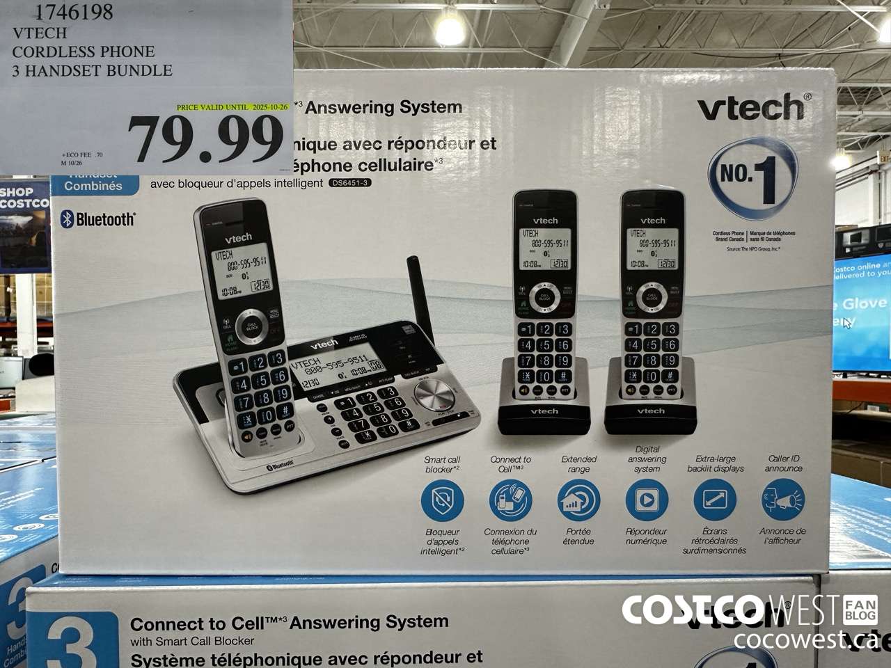 1746198 VTECH CORDLESS PHONE 3 HANDSET BUNDLE (EXPIRES ON 2025-10-26) $79.99