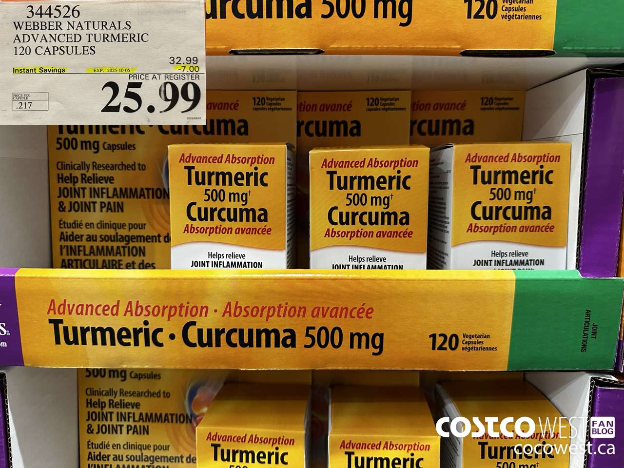 344526 WEBBER NATURALS ADVANCED TURMERIC 120 CAPSULES ($7.00 INSTANT SAVINGS EXPIRES ON 2025-10-05) $25.99