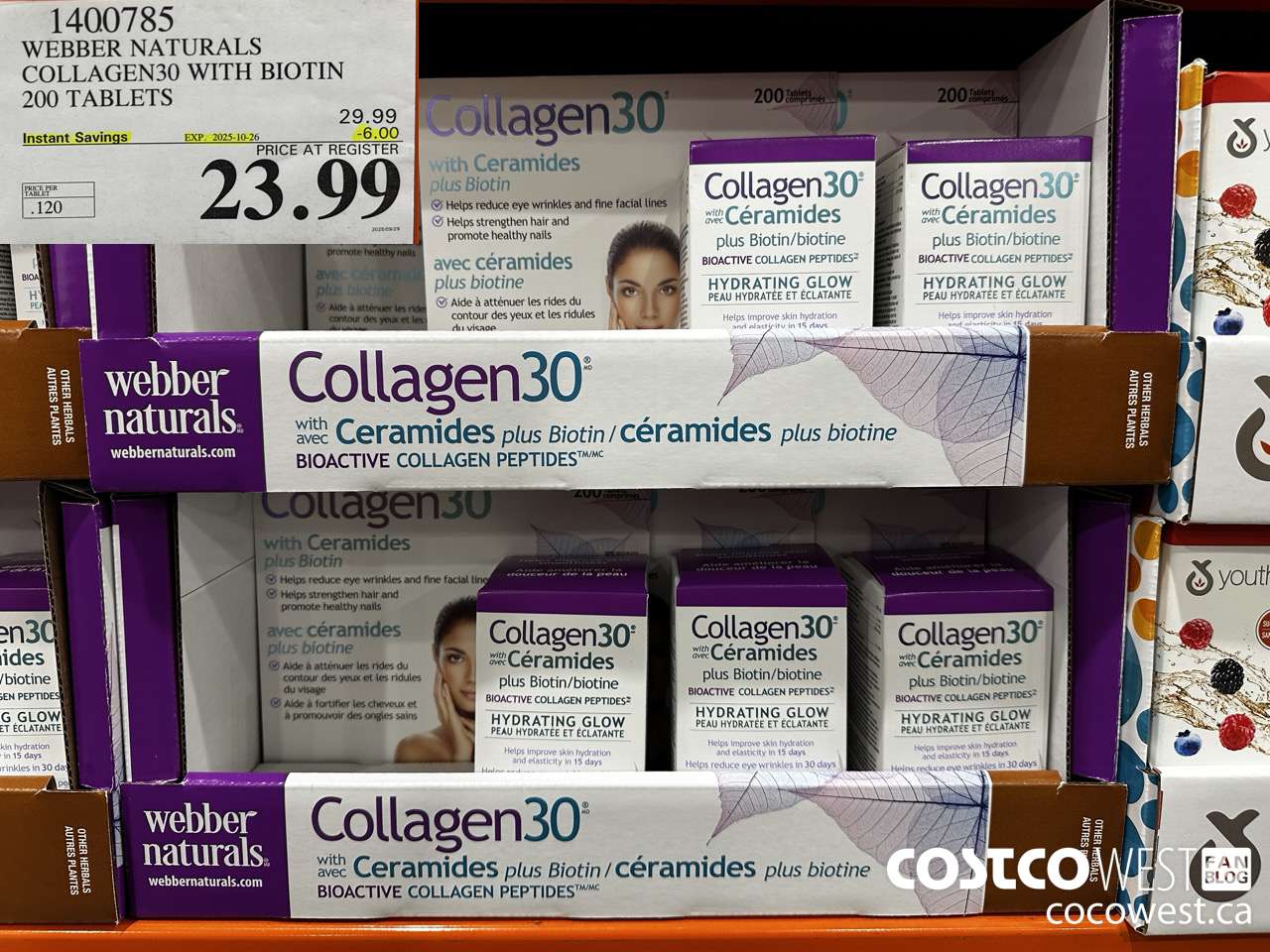 1400785 WEBBER NATURALS COLLAGEN30 WITH BIOTIN & CERAMIDES 200 TABLET ($6.00 INSTANT SAVINGS EXPIRES ON 2025-10-26) $23.99