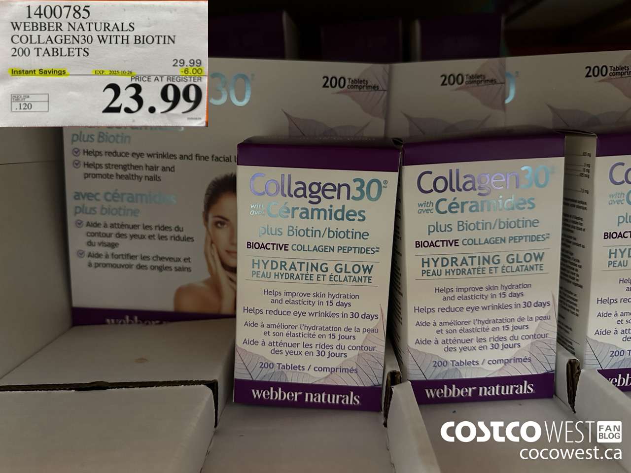 1400785 WEBBER NATURALS COLLAGEN30 WITH BIOTIN & CERAMIDES 200 TABLET ($6.00 INSTANT SAVINGS EXPIRES ON 2025-10-26) $23.99