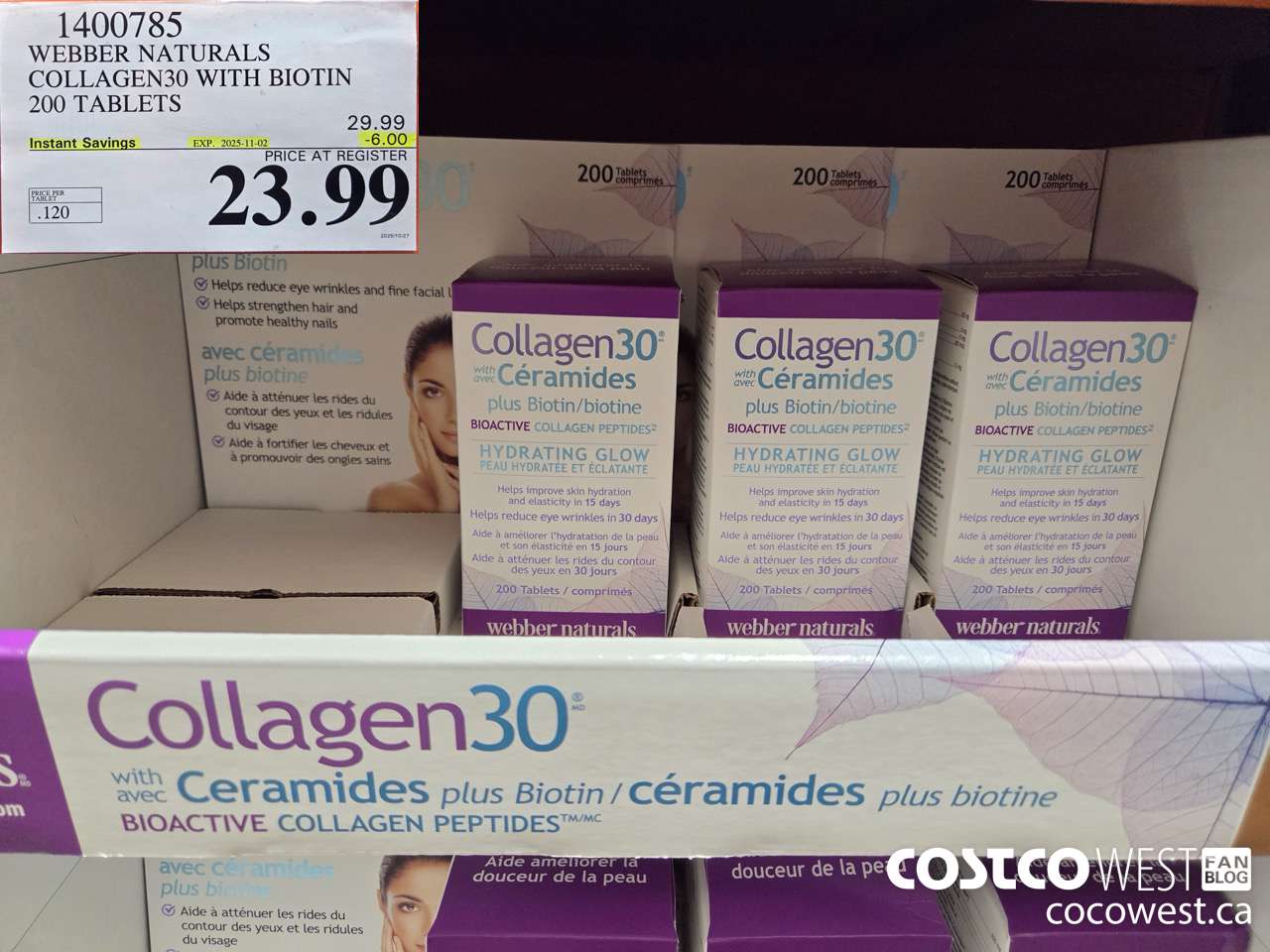 1400785 WEBBER NATURALS COLLAGEN30 WITH BIOTIN & CERAMIDES 200 TABLET ($6.00 INSTANT SAVINGS EXPIRES ON 2025-11-02) $23.99