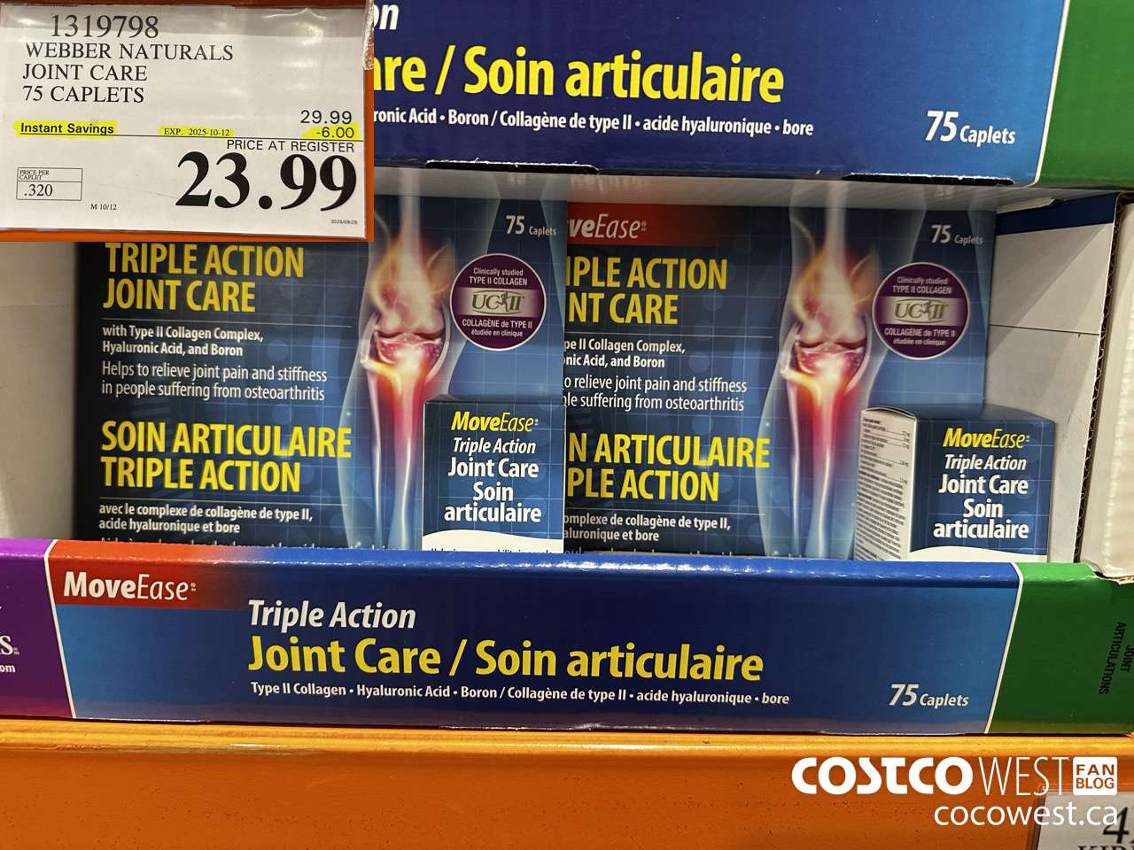 1319798 WEBBER NATURALS MOVEEASE TRIPLE ACTION JOINT 75 CAPLETS ($6.00 INSTANT SAVINGS EXPIRES ON 2025-10-12) $23.99