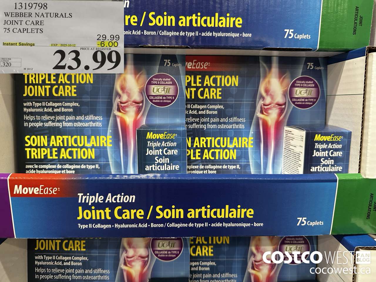 1319798 WEBBER NATURALS MOVEEASE TRIPLE ACTION JOINT 75 CAPLETS ($6.00 INSTANT SAVINGS EXPIRES ON 2025-10-12) $23.99