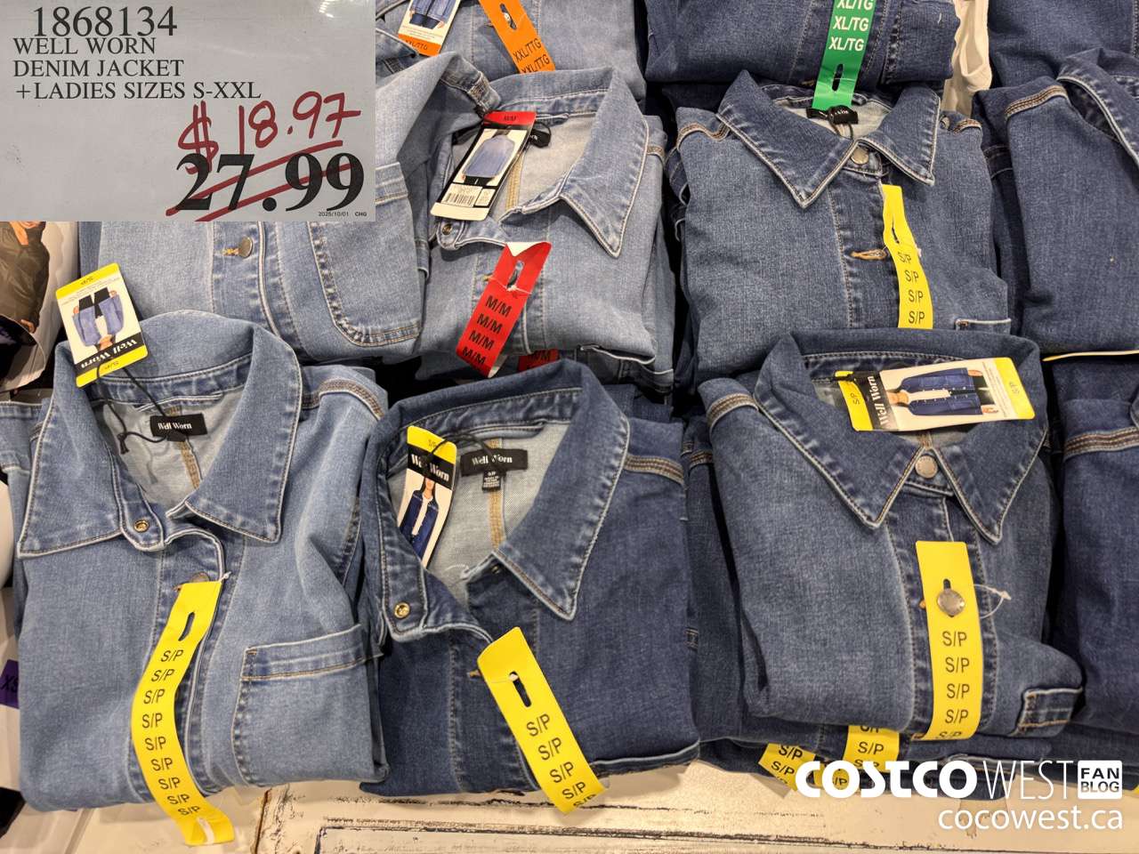 1868134 WELL WORN DENIM JACKET LADIES SIZES S-XXL $18.97