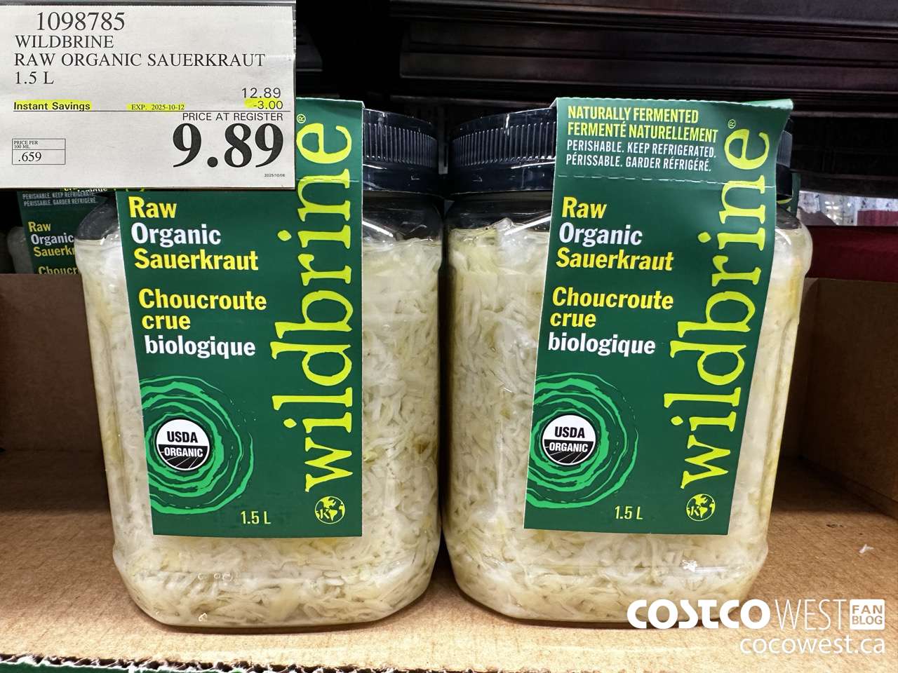 1098785 WILDBRINE RAW ORGANIC SAUERKRAUT 1.5L ($3.00 INSTANT SAVINGS EXPIRES ON 2025-10-12) $9.99