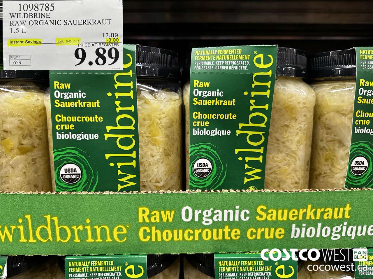 1098785 WILDBRINE RAW ORGANIC SAUERKRAUT 1.5L ($3.00 INSTANT SAVINGS EXPIRES ON 2025-10-12) $9.89