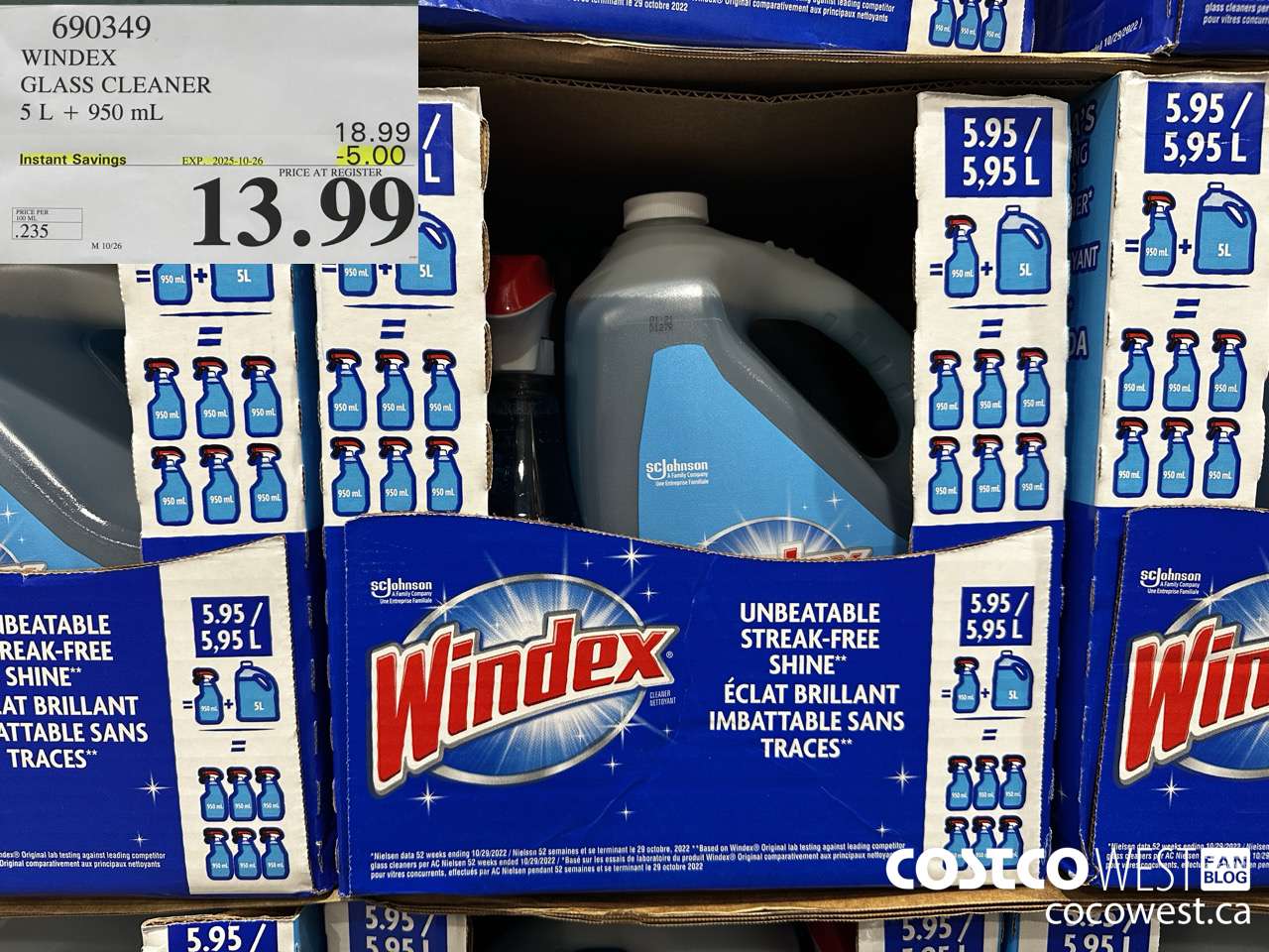 690349 WINDEX GLASS CLEANER 5L + 950ML ($5.00 INSTANT SAVINGS EXPIRES ON 2025-10-26) $13.99
