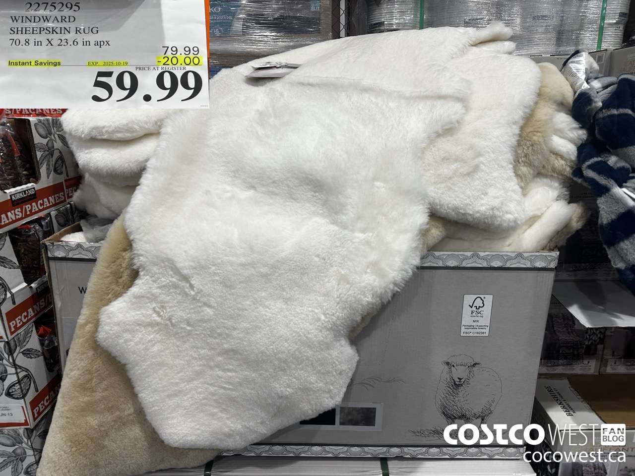 2275295 WINDWARD SHEEPSKIN RUG 70.8IN X 23.6IN APX ($20.00 INSTANT SAVINGS EXPIRES ON 2025-10-19) $59.99