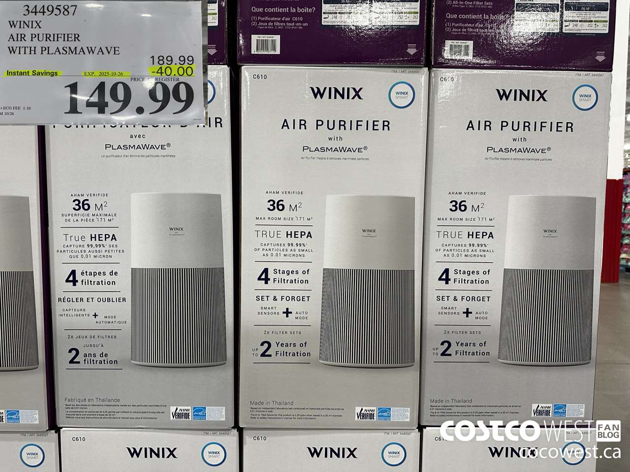 3449587 WINIX AIR PURIFIER WITH PLASMAWAVE ($40.00 INSTANT SAVINGS EXPIRES ON 2025-10-26) $149.99