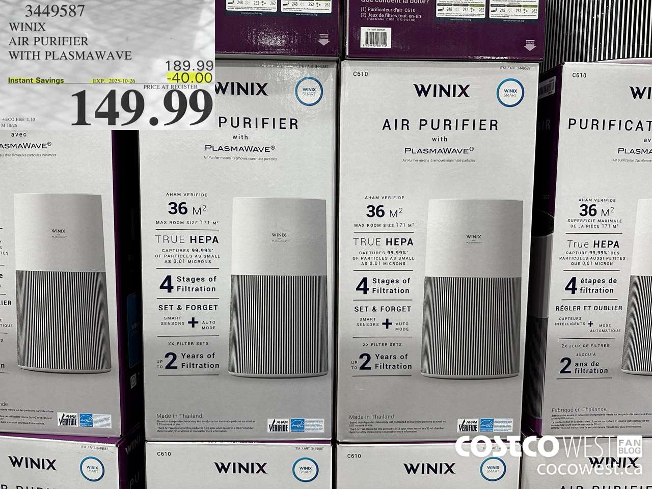 3449587 WINIX AIR PURIFIER WITH PLASMAWAVE ($40.00 INSTANT SAVINGS EXPIRES ON 2025-10-26) $149.99