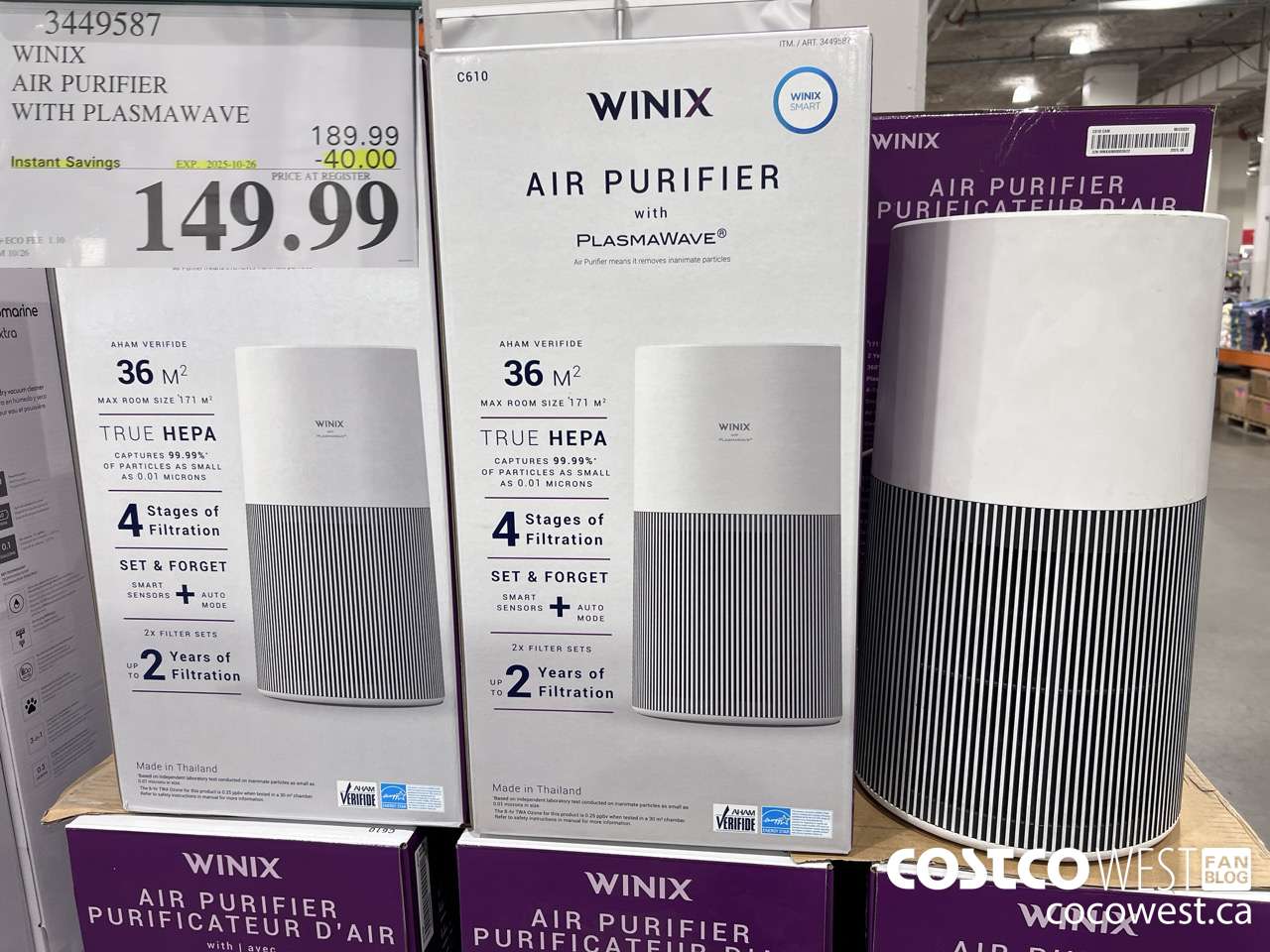 3449587 WINIX AIR PURIFIER WITH PLASMAWAVE ($40.00 INSTANT SAVINGS EXPIRES ON 2025-10-26) $149.99