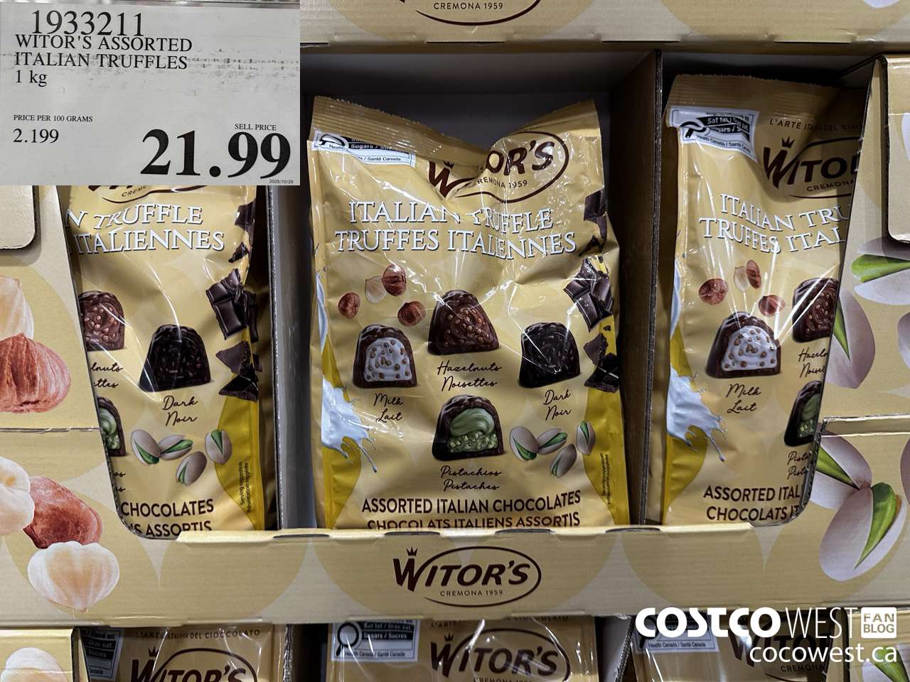 1933211 WITOR'S ASSORTED ITALIAN TRUFFLES 1KG $21.99