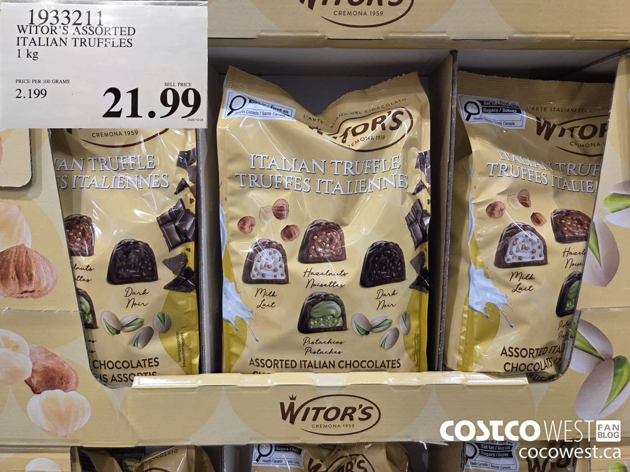 1933211 WITOR'S ASSORTED ITALIAN TRUFFLES 1KG $21.99
