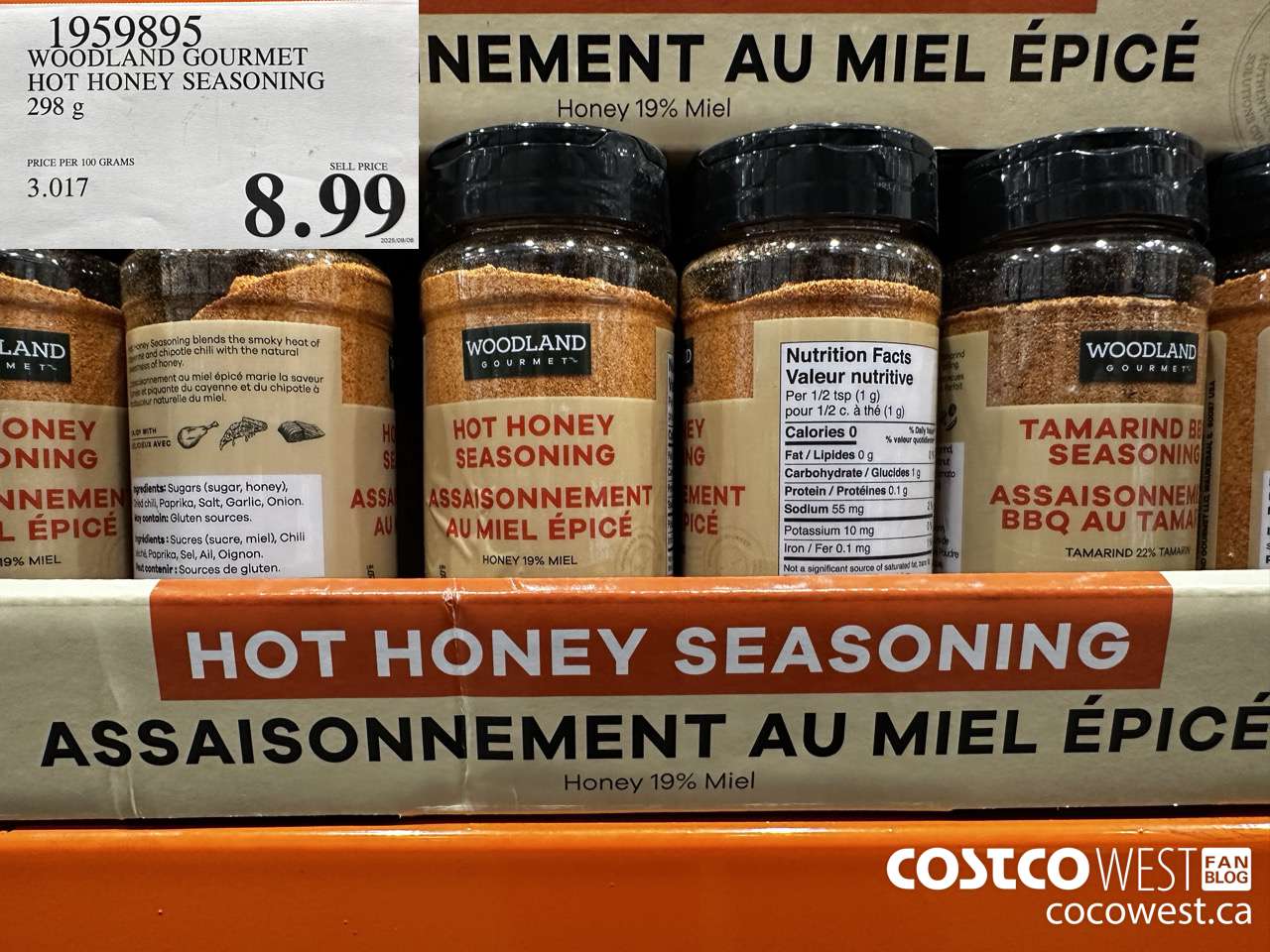 1959895 WOODLAND GOURMET HOT HONEY SEASONING 298G $8.99