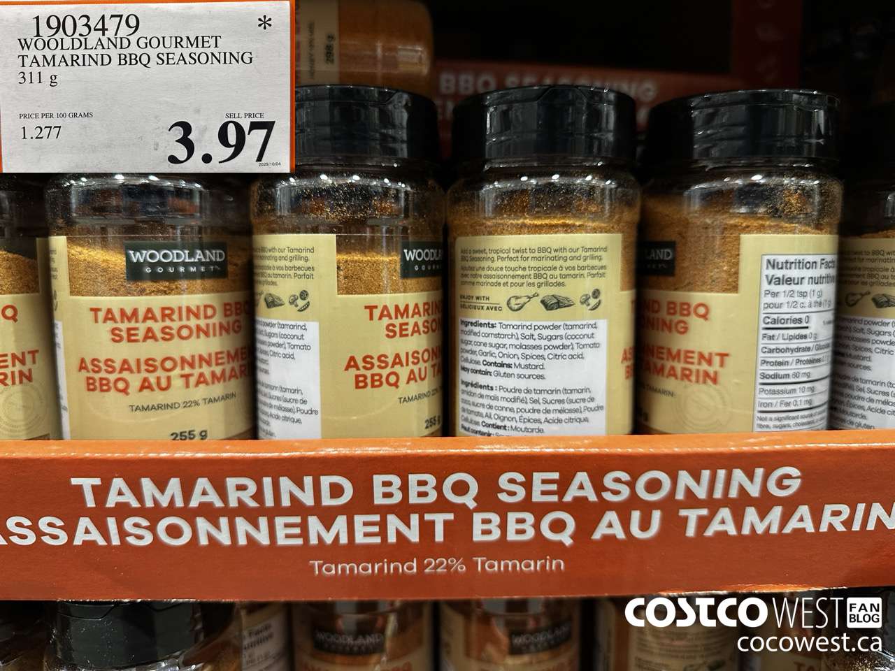 1903479 WOODLAND GOURMET TAMARIND BBQ SEASONING 311G $3.97