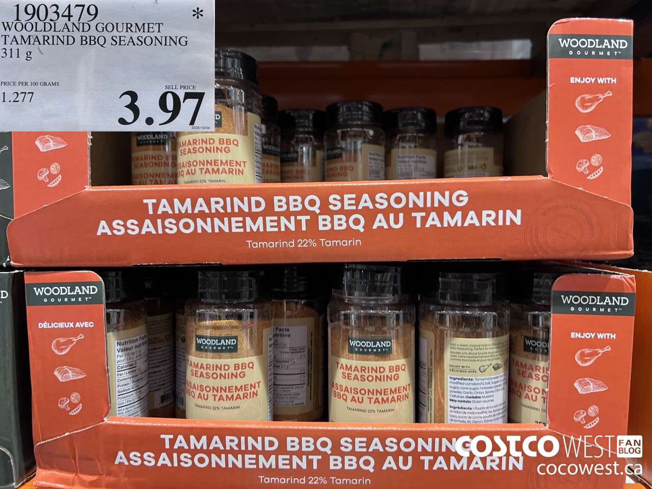 1903479 WOODLAND GOURMET TAMARIND BBQ SEASONING 311G $3.97