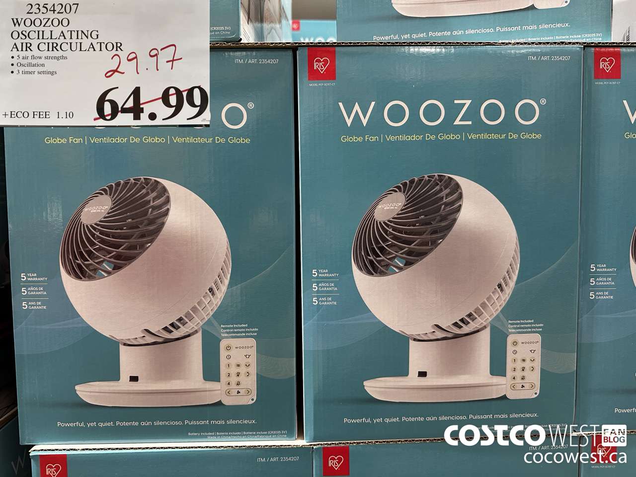 2354207 WOOZOO OSCILLATING AIR CIRCULATOR $29.97