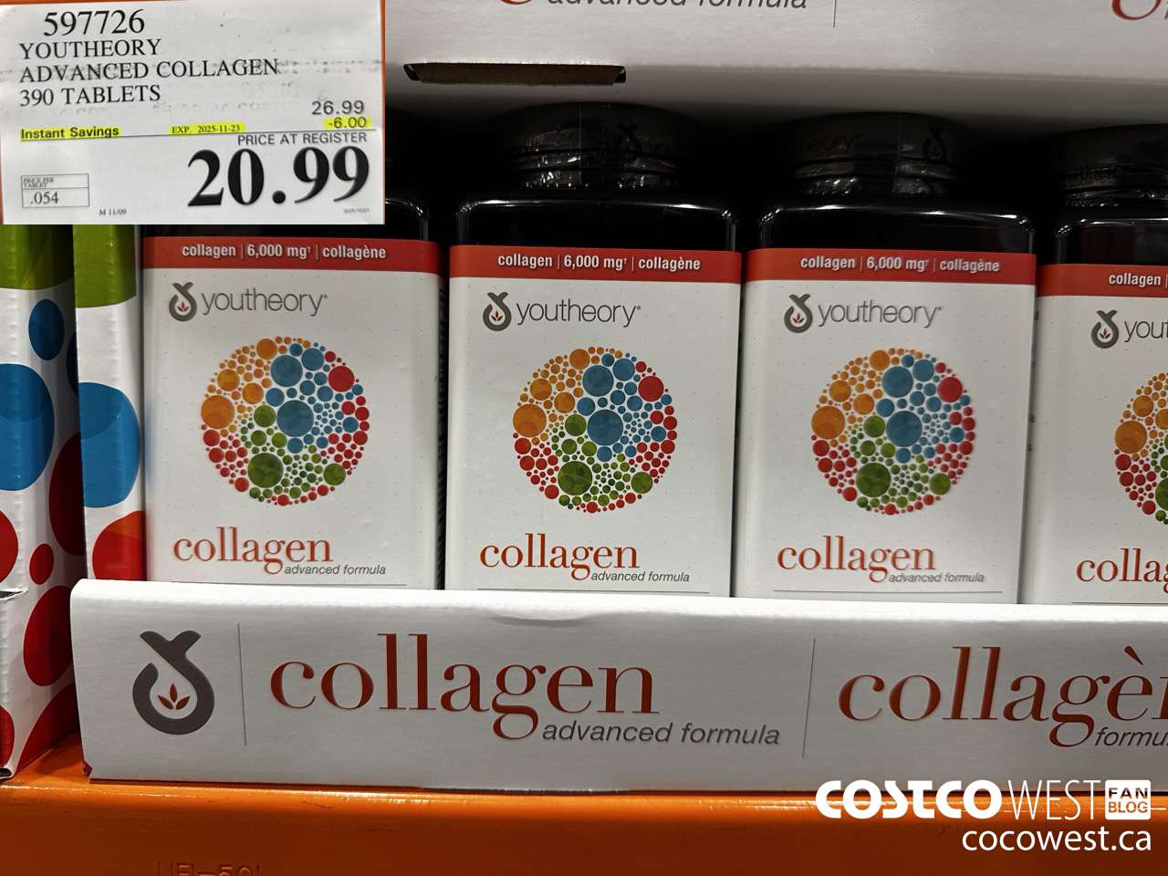 597726 YOUTHEORY COLLAGEN 390 TABLETS ($6.00 INSTANT SAVINGS EXPIRES ON 2025-11-23) $20.99