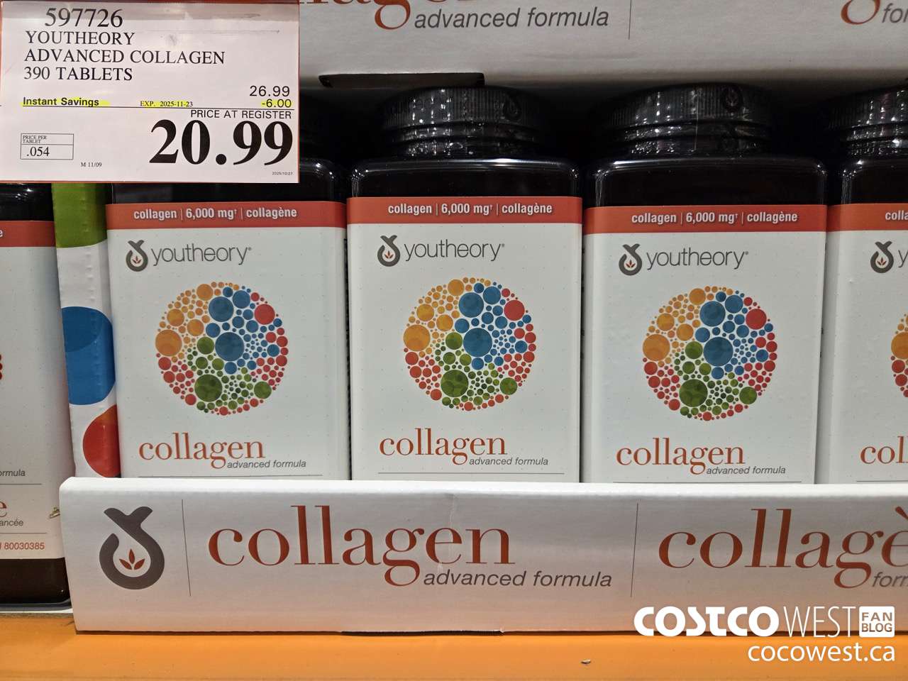 597726 YOUTHEORY COLLAGEN 390 TABLETS ($6.00 INSTANT SAVINGS EXPIRES ON 2025-11-23) $20.99