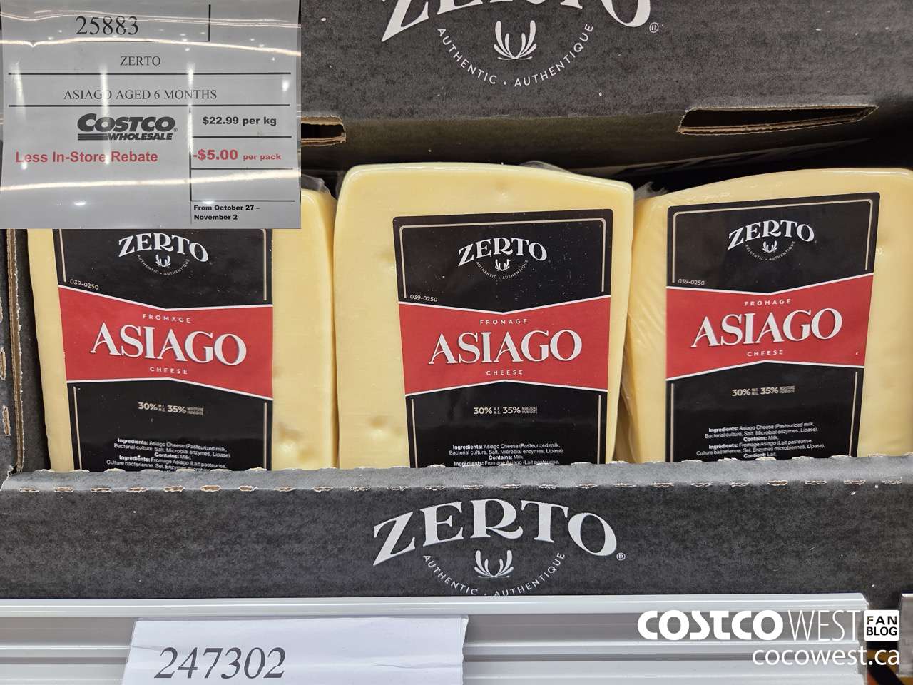 25883 ZERTO ASIAGO AGED 6 MONTHS PRICE PER KG ($5.00 INSTANT SAVINGS EXPIRES ON 2025-11-02)