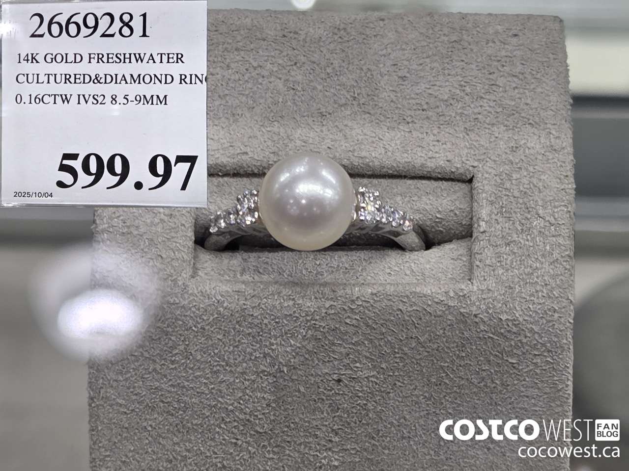 2669281 14KT GOLD FRESHWATER CULTURED&DIAMOND RING 0.16CTW IVS2 8.5-9MM $599.97