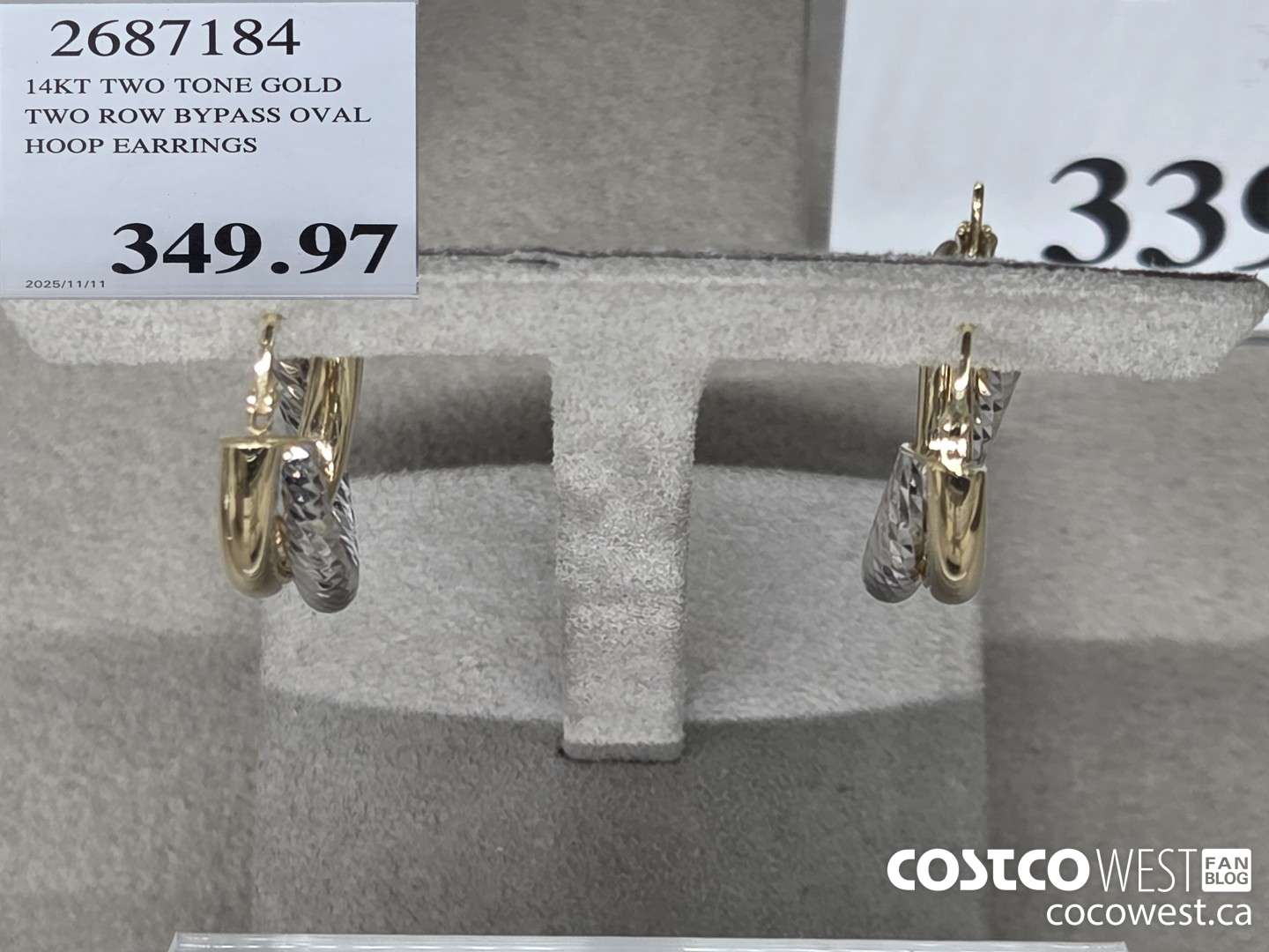 2687184 14KT TWO TONE GOLD TWO ROW BYPASS OVAL HOOP EARRINGS  $349.97