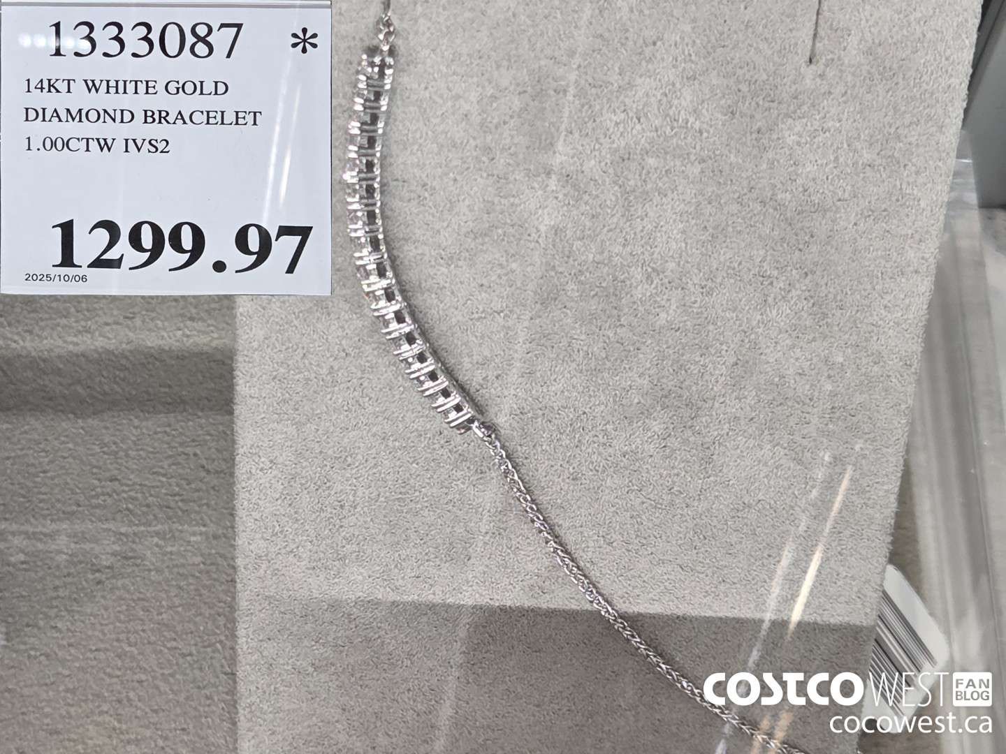 1333087 14KT WHITE GOLD DIAMOND BRACELET 1.00CTW IVS2 $1299.97