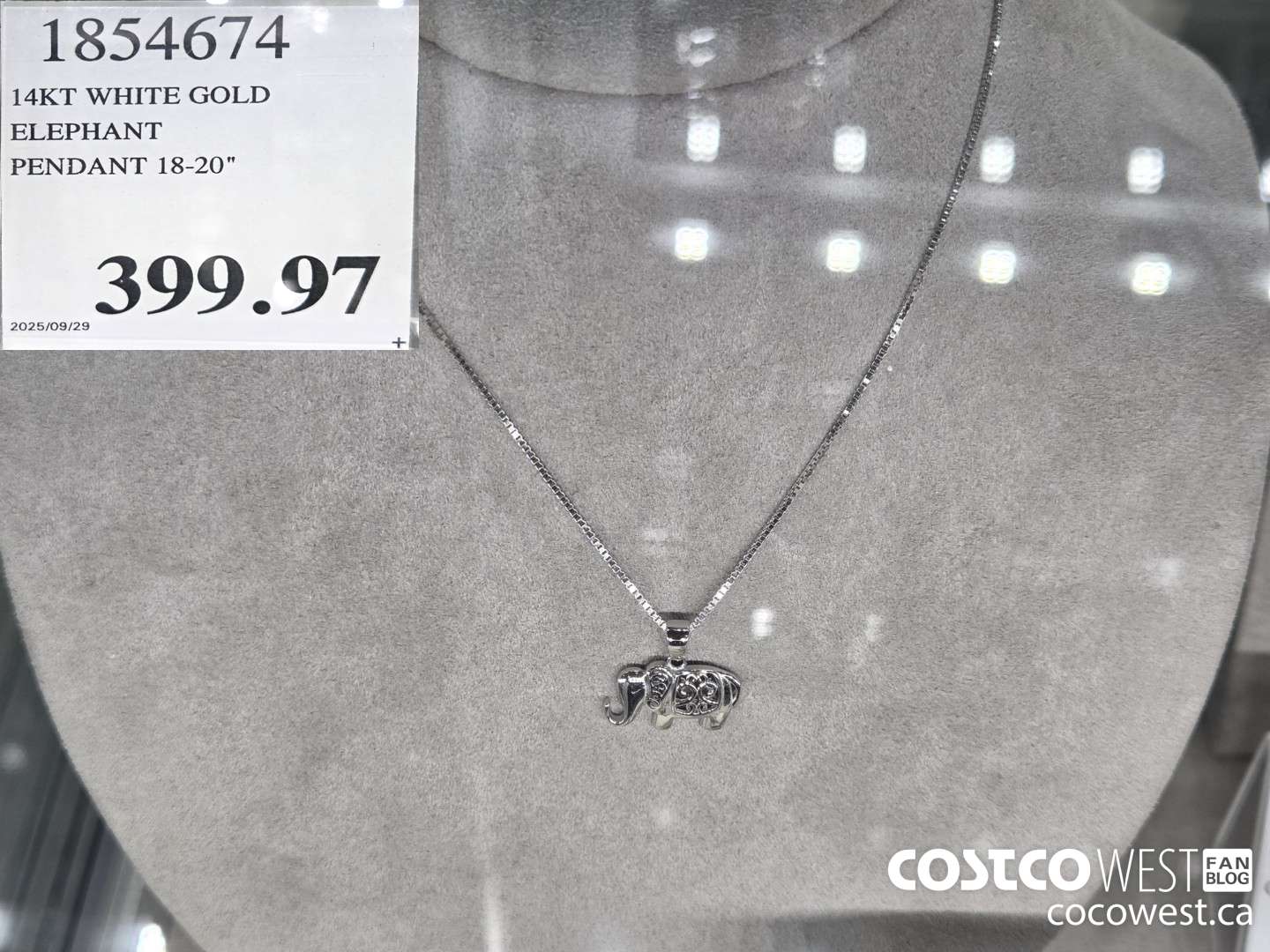 1854674 14KT WHITE GOLD ELEPHANT PENDANT 18-20