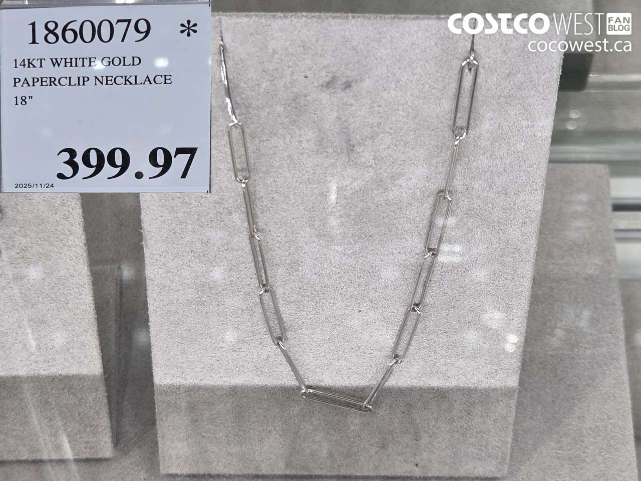 1860079 14KT WHITE GOLD PAPERCLIP NECKLACE 18