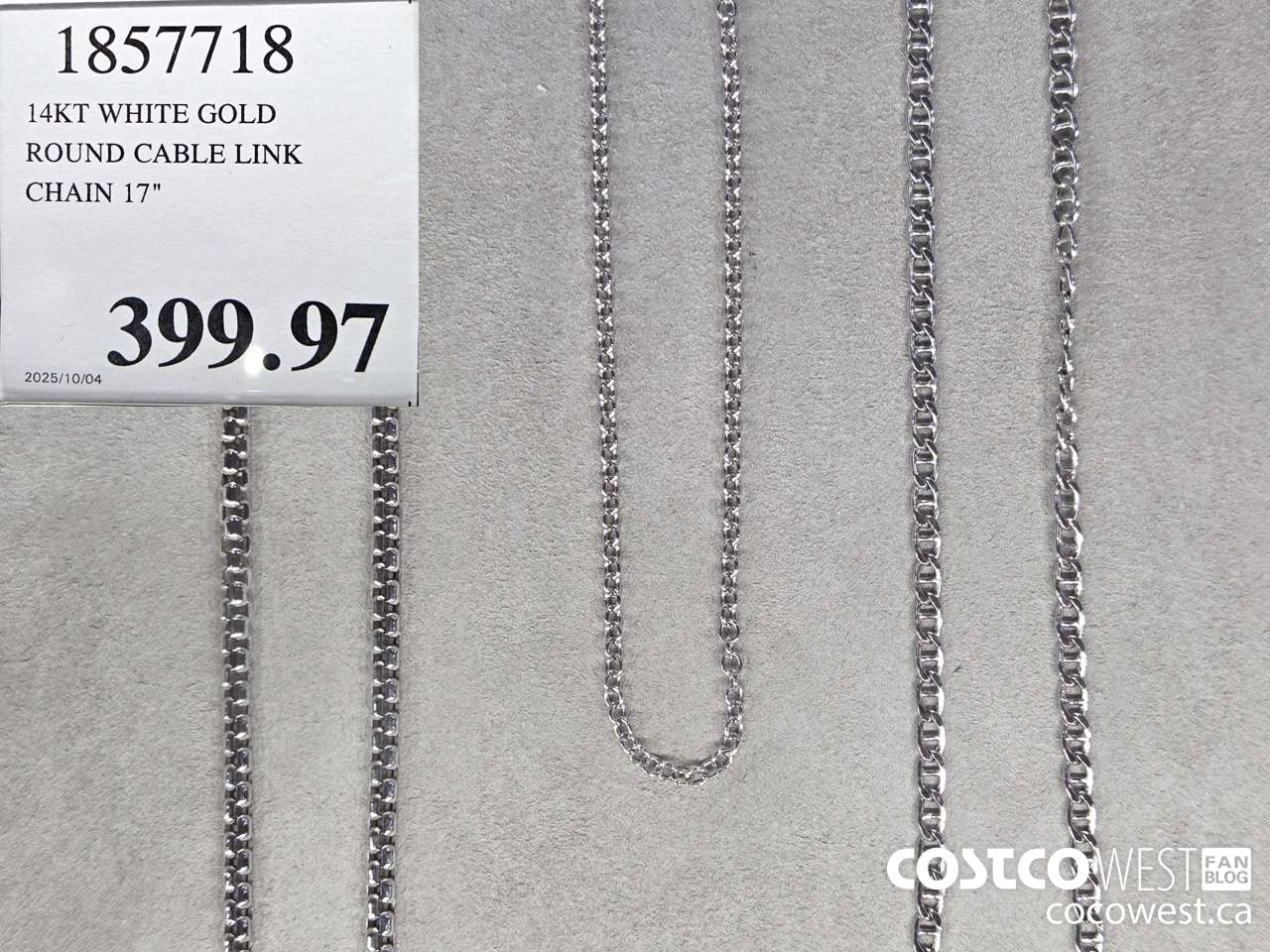 1857718 14KT WHITE GOLD ROUND CABLE LINK CHAIN 17