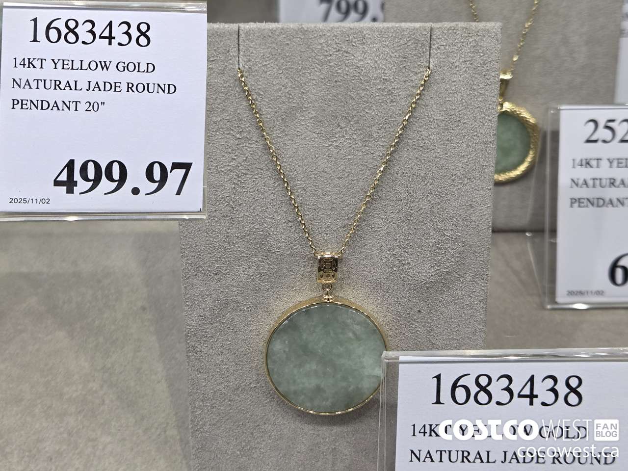 1683438 14KT YELLOW GOLD NATURAL JADE ROUND PENDANT 20