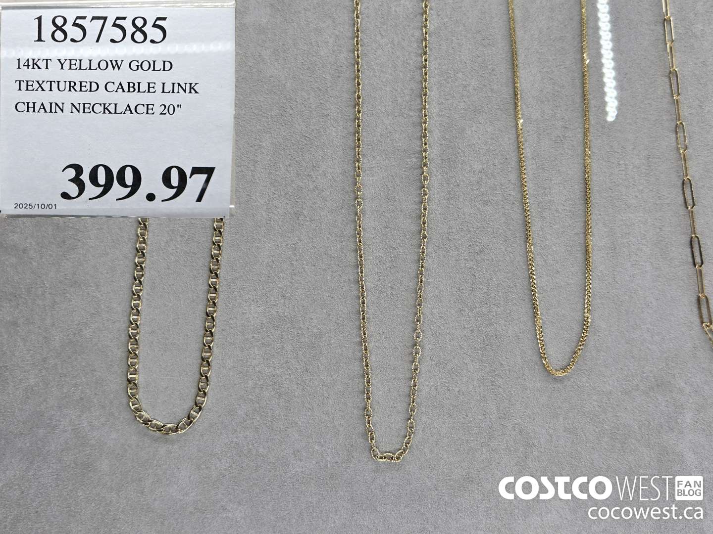 1857585 14KT YELLOW GOLD TEXTURED CABLE LINK CHAIN NECKLACE 20
