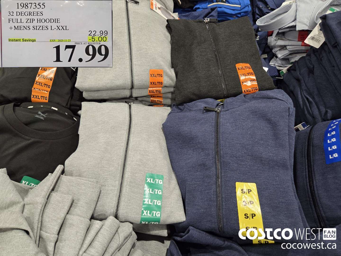 1987355 32 DEGREES FULL ZIP HOODIE MENS SIZES L-XXL ($5.00 INSTANT SAVINGS EXPIRES ON 2025-11-23) $17.99