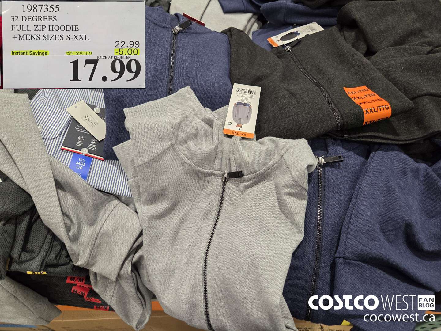 1987355 32 DEGREES FULL ZIP HOODIE MENS SIZES L-XXL ($5.00 INSTANT SAVINGS EXPIRES ON 2025-11-23) $17.99