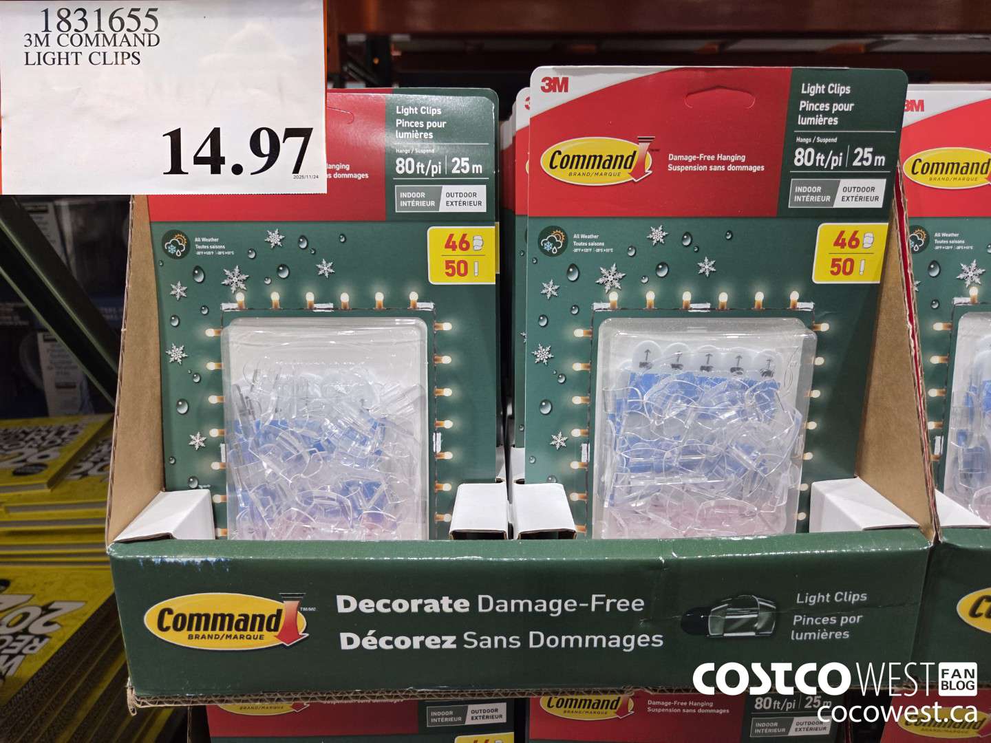 1831655 3M COMMAND LIGHT CLIPS $14.97