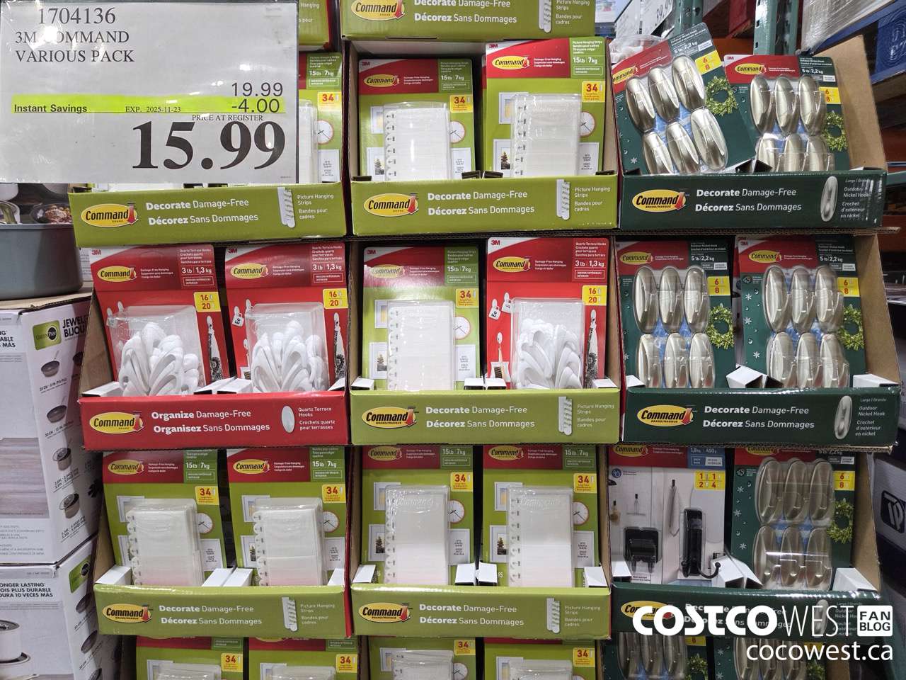 1704136 3M COMMAND VARIOUS PACK ($4.00 INSTANT SAVINGS EXPIRES ON 2025-11-23) $15.99