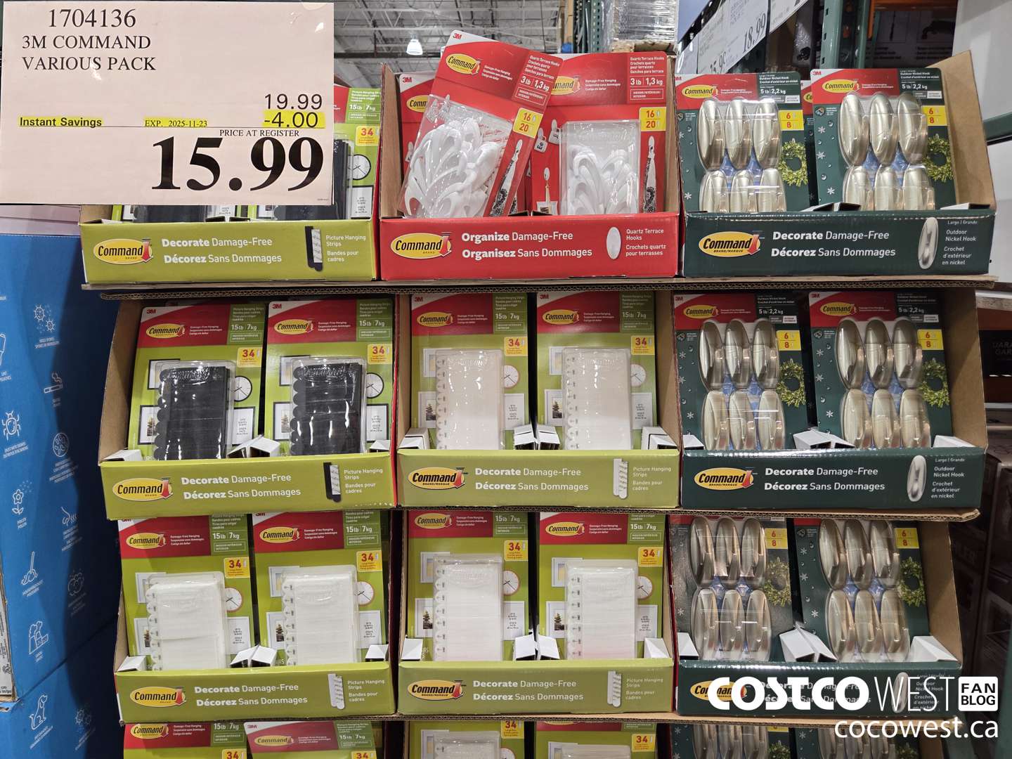 1704136 3M COMMAND VARIOUS PACK ($4.00 INSTANT SAVINGS EXPIRES ON 2025-11-23) $15.99