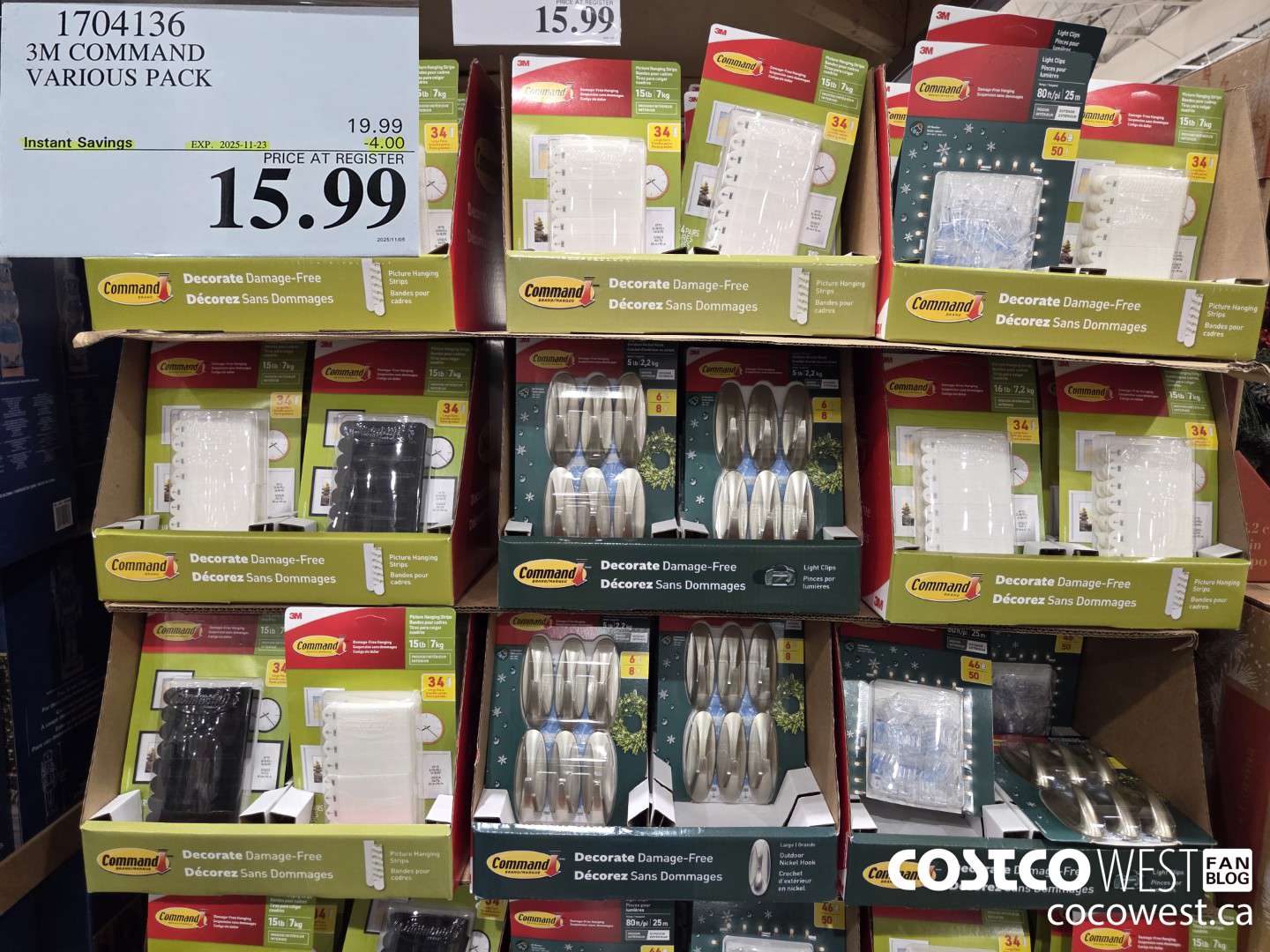 1704136 3M COMMAND VARIOUS PACK ($4.00 INSTANT SAVINGS EXPIRES ON 2025-11-23) $15.99