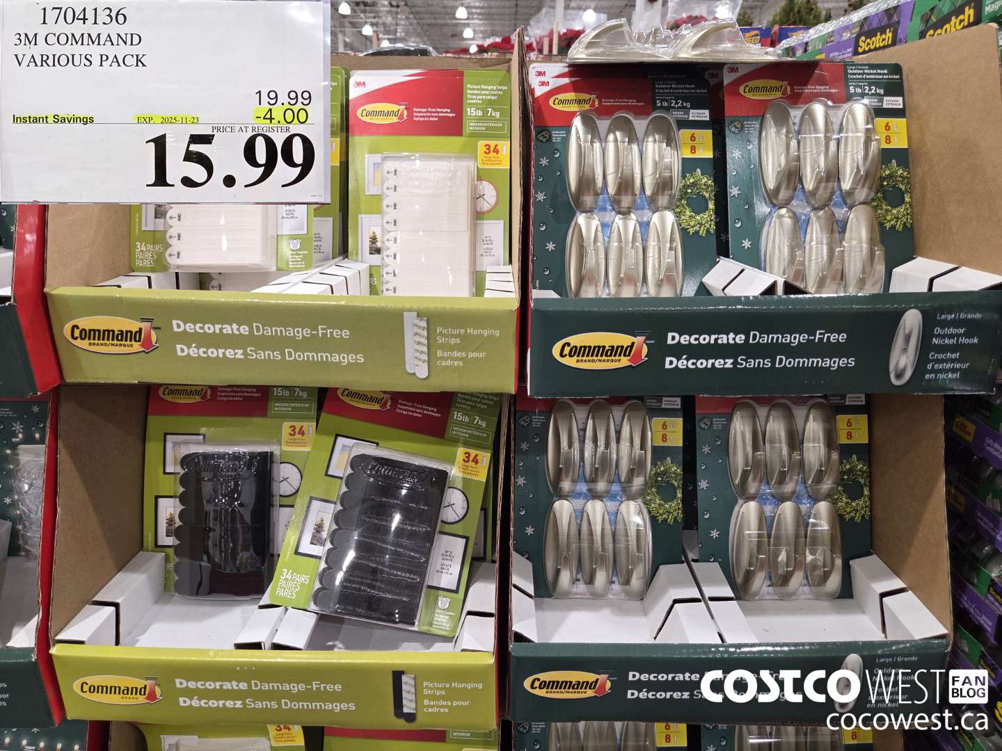 1704136 3M COMMAND VARIOUS PACK ($4.00 INSTANT SAVINGS EXPIRES ON 2025-11-23) $15.99